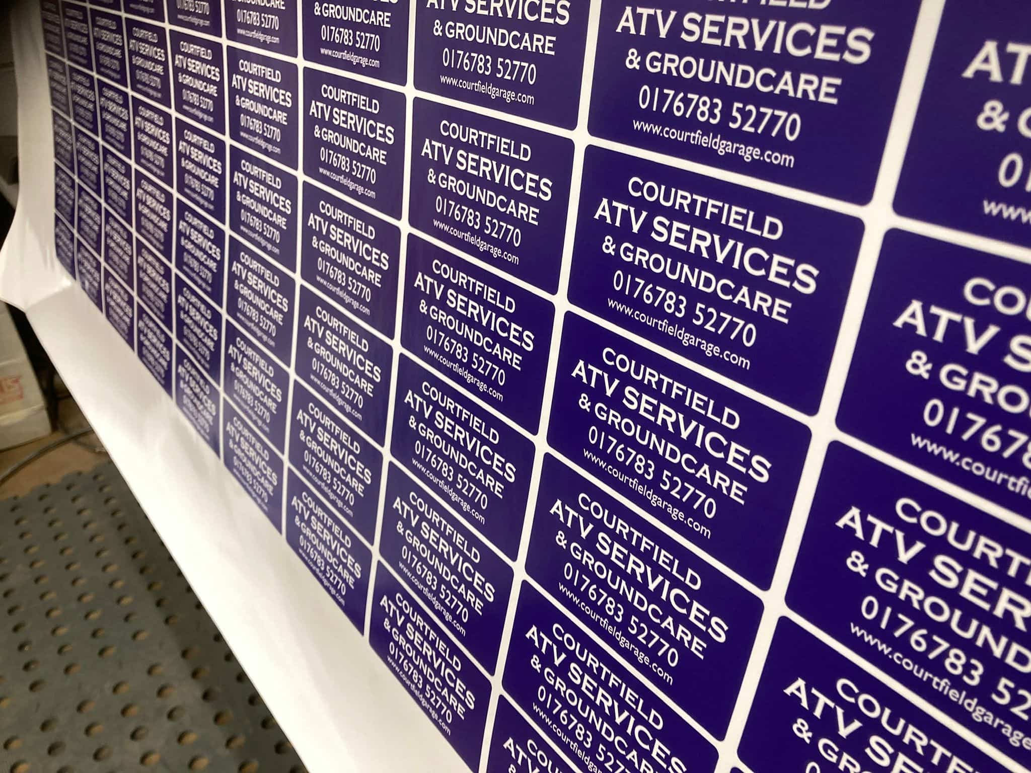 Courtfield ATV Services printed sticker run by VinylFX — business print and labels Cumbria